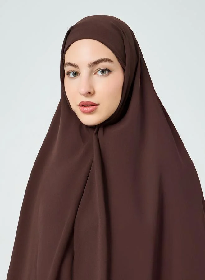 Amirah Brown Hijab with Attached Knit Cap